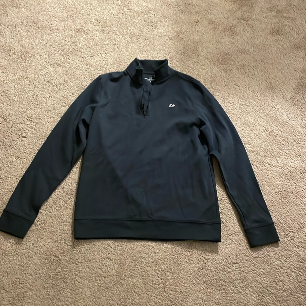 Vineyard Vines boys youth navy half zip soft sweater shirt material-size XL (18)